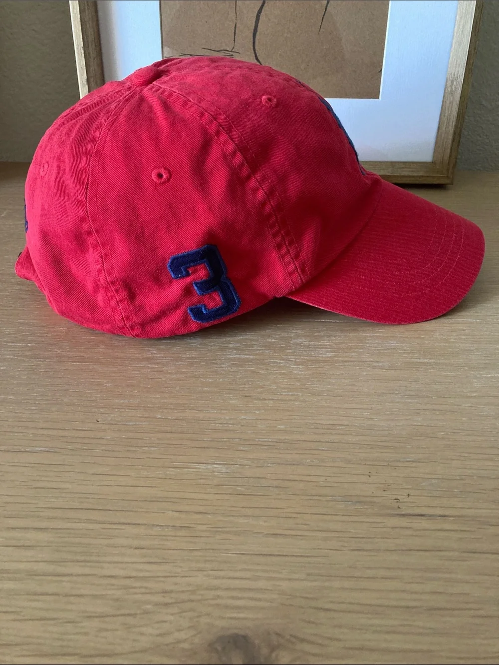 Polo Ralph Lauren Red Baseball Cap Vintage with Navy Pony and embroidery back